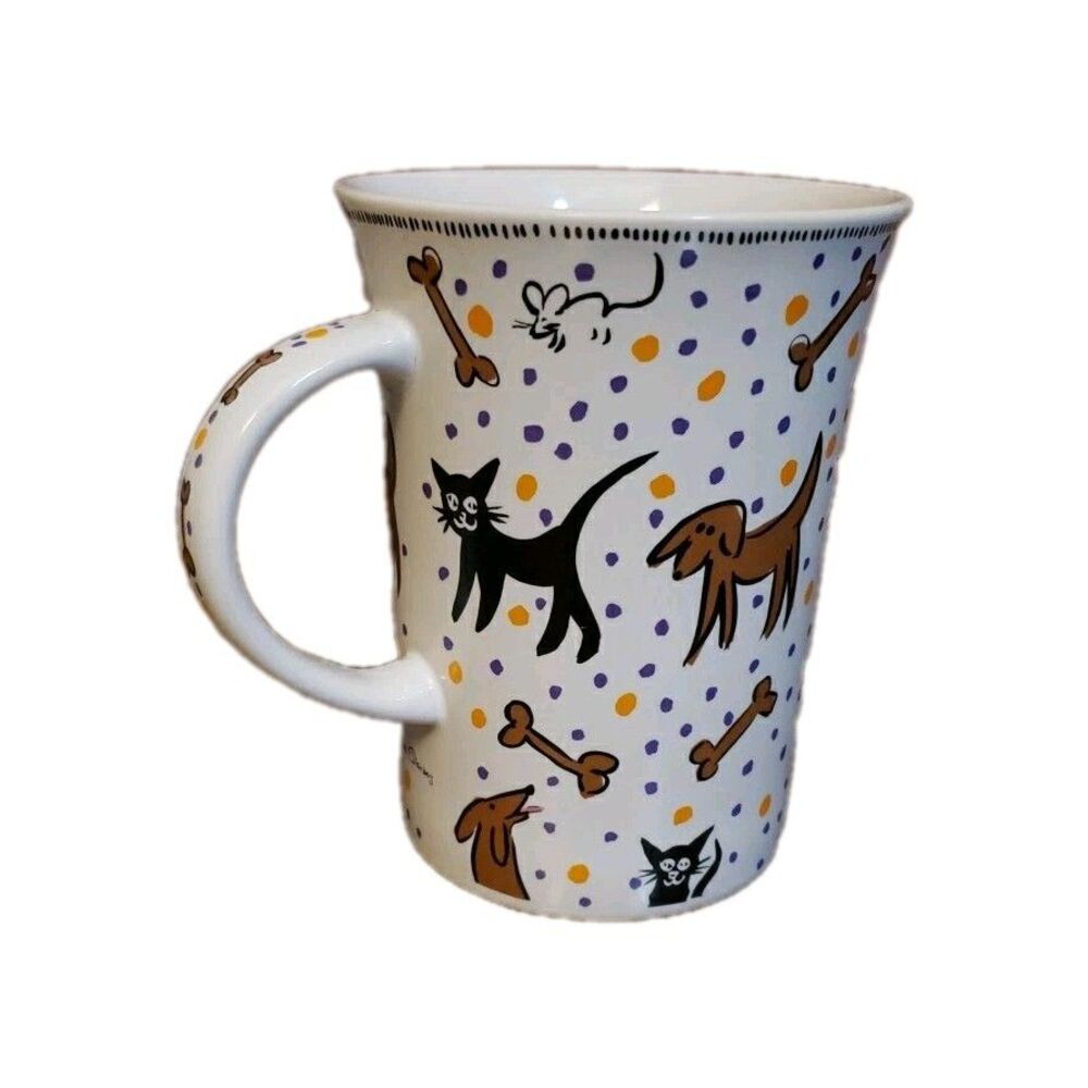 Pfaltzgraff Designer Collection Coffee Mug Cat Dog Mouse Bone Susan Steinberg